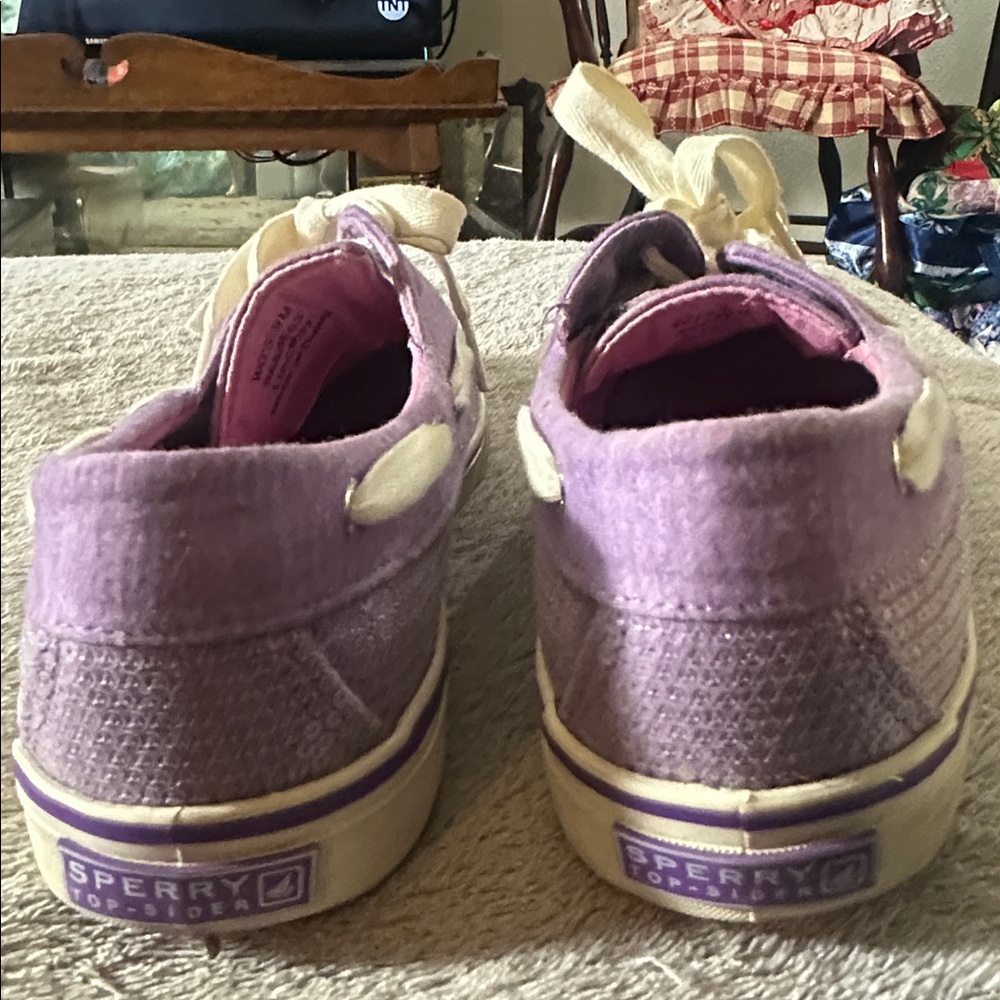 Sperry Women's Top-Sider Purple Lavender Sequin Lace Up Boat Shoes 9 - Picture 5 of 12